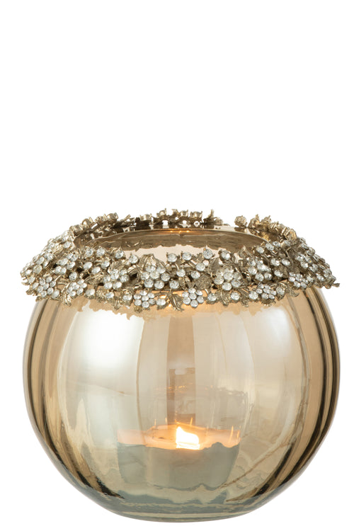 J-Line kaarshouder Volve - metaal/glas - goud/brons - large