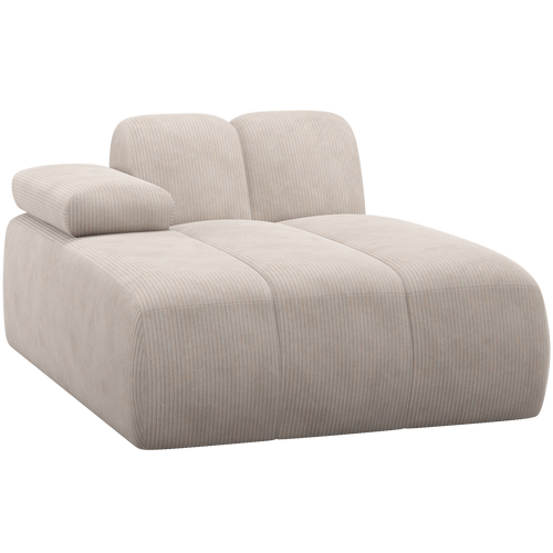 WOOOD chaise longue element bank links Mojo - Ribstof - Ecru - 74x124x162 - vtwonen shop