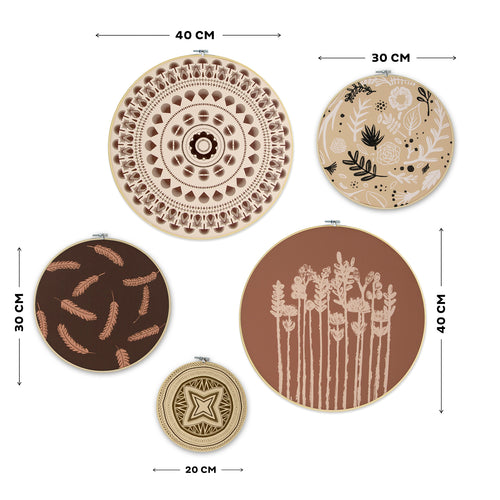 Art for the Home Cirkels met borduursels - Ibiza Vibes - 2x 40cm 2x 30cm 20cm - vtwonen shop