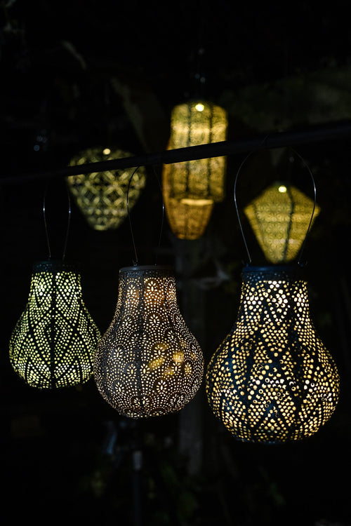 Lumiz solar lampion - ikat bulb - 16 cm - petrol - vtwonen shop