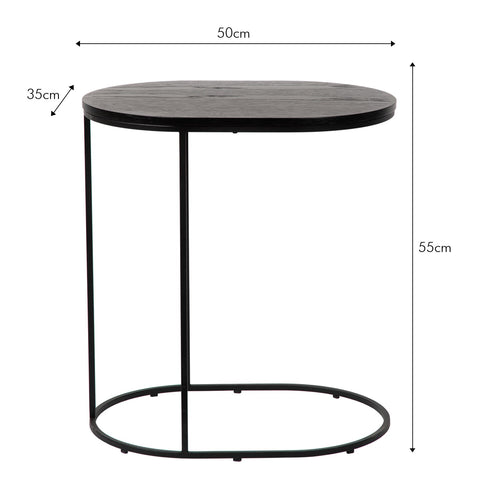 Atmooz bijzettafel Olec - eik zwart - 50 x 35 x H 55 cm