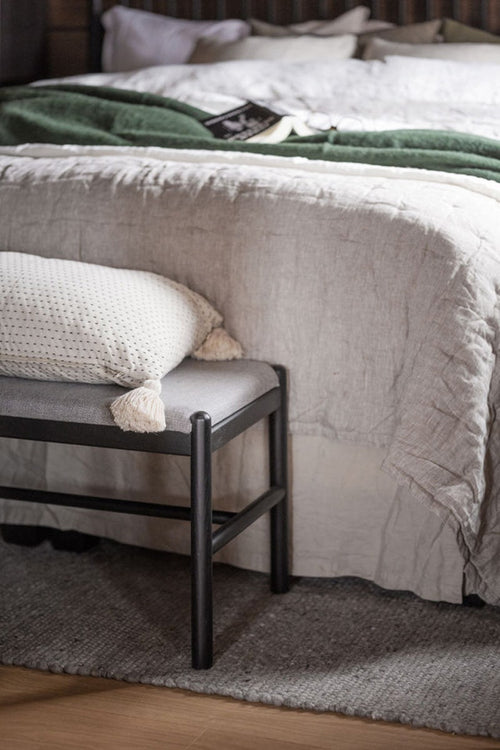 Rowico Home Milford eikenhouten bankje zwart - met zitkussen - 80 x 46 cm