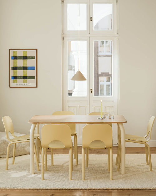 noo.ma Meko eettafel 140 x 80 cm - houten blad, Frosty Blue & Auburn Red