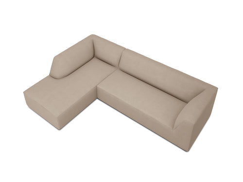 Micadoni linker hoekbank Ruby 4-zits, structurele stof, donkerbeige - 180x273x69cm