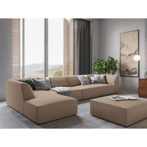 Cosmopolitan Design - Modulaire hoekbank links Siena 5-zits, structurele stof donkerbeige - 180x366x69cm