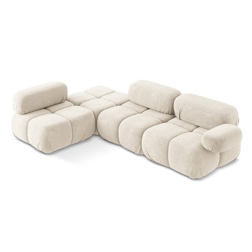 LaMiaSofa hoekbank links Sanremo - chenille stof - lichtbeige - 285x190x70