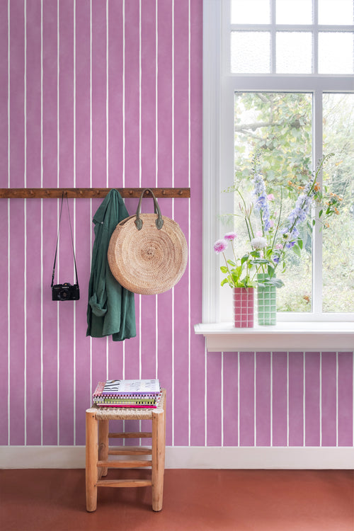ESTAhome behang strepen paars en wit - 50 x 900 cm - 131308 - vtwonen shop