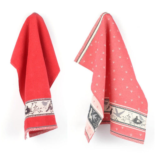 Luxe Keukendoek en Theedoek - Vogel Rood - Bunzlau Castle - 100% biologisch GOTS katoen