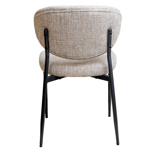 Giga Meubel Eetkamerstoel Vajèn Beige – Chenille – Zwart Metalen Onderstel - Set van 2