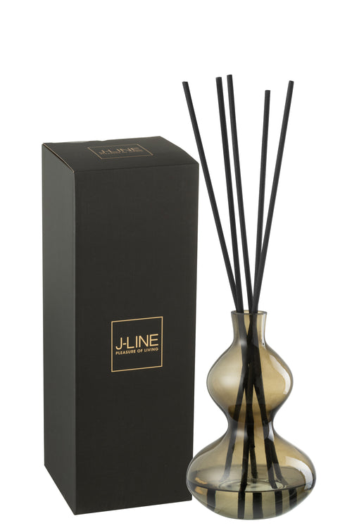 J-Line geurolie + stokjes Olive & Frank Incense - glas - groen - small - vtwonen shop