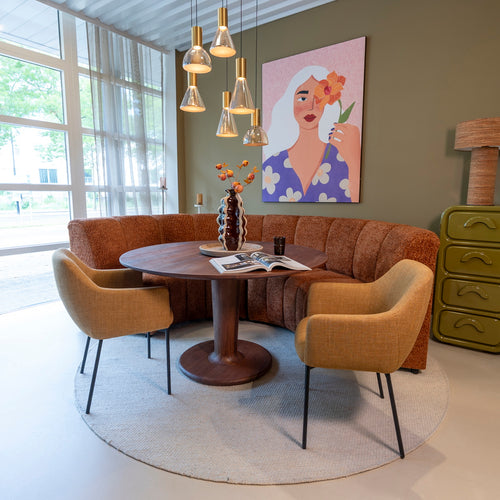 DÉJA Living Eettafel Xàtiva - Rond Donkerbruin Hout - 130x130x76cm