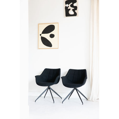 Zuiver Doulton Swivel Eetkamerstoelen armleuning Zwart - Set van 2 - vtwonen shop