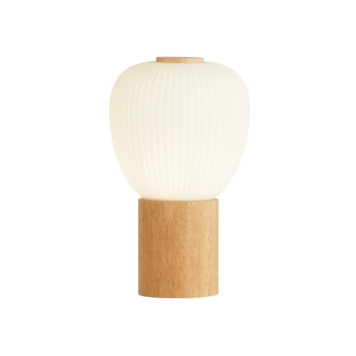Searchlight Ella Tafellamp Hout & Opaal Geribbeld Glas