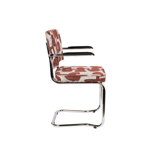 Zuiver Ridge Kink Deco Symbols Eetkamerstoelen Armleuning Rood - Set van 2