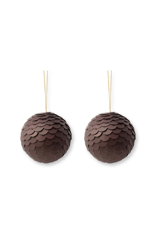 vtwonen - Kerstballen - Papier - Donkerbruin - 7 cm - Set van 6