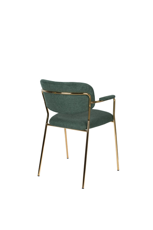 Housecraft Living Jolien Eetkamerstoelen armleuning Goud/Dondergroen - Set van 2 - vtwonen shop