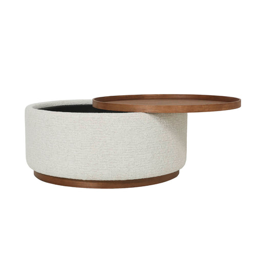DÉJA Living Salontafel Marcia - Rond Beige/Walnoot - Incl. Opbergruimte - Ø83cm - vtwonen shop