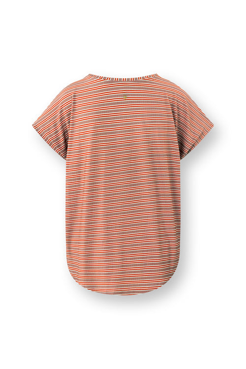 Pip Studio - Tatum Pyjama t-shirt - Korte mouw Dames - Kente Stripe - Roze - L - vtwonen shop