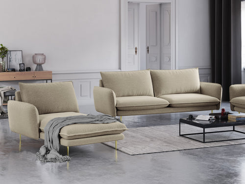 Cosmopolitan Design linker meridiaan Vienna structurele stof, beige - 170x110x95cm