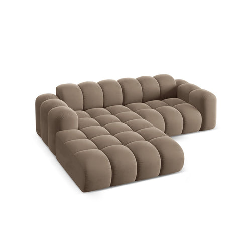 Cosmopolitan Design - Linker hoekbank Treno 3-zits, flueel cappuccino - 184x240x70cm