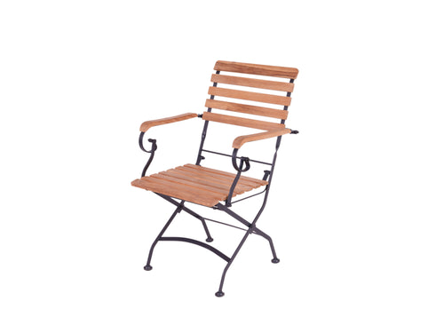 MaximaVida inklapbare acacia tuinset Toscana 120 cm zwart - stoelen met armleuning