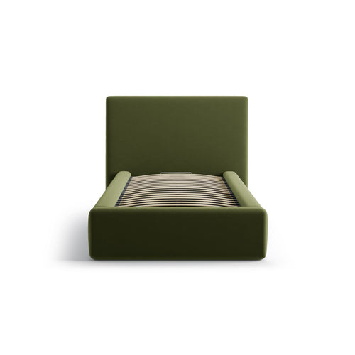Cosmopolitan Design - Opbergbed met hoofdeinde Asti 90x200cm flueel legergroen - 220x130x95cm