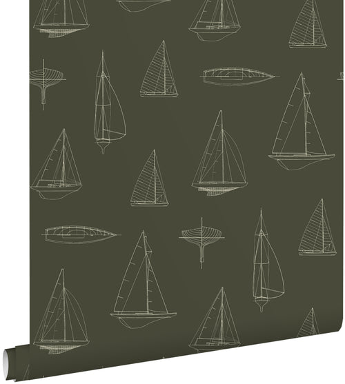 ESTAhome behang boten donkergroen - 50 x 900 cm - 132090