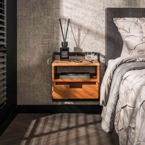 Giga Meubel Nachtkastje Air Solid - Naturel Acaciahout - 44x35x45cm