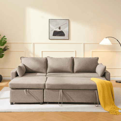 Calicosy - LOUISON 3-zits slaapbank - Grijs - 219x147x84 cm