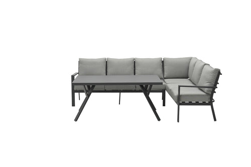 Sergio lounge-diningset - 3-delig - rechts - carbon black-licht grijs