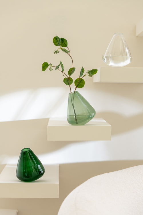 J-Line vaas Topaz - glas - groen - 13.5 cm hoog