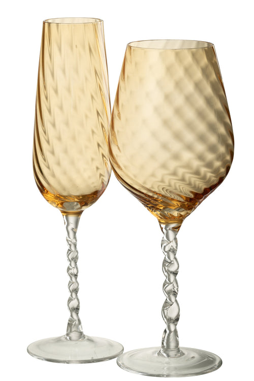 J-Line glas champagne Gestreept - glas - caramel