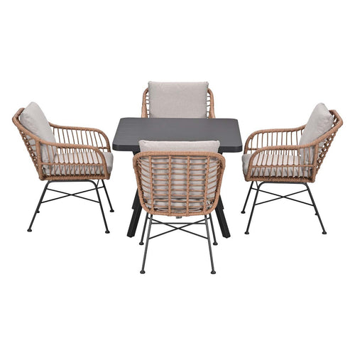 Garden Impressions Tuinset Lucas bruin 5-delig - Mina tuintafel 90x90 cm
