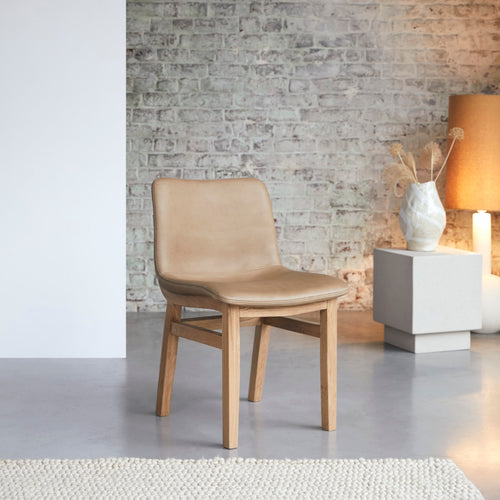 Tikamoon Stoel van eikenhout en Cheyenne leer - Bruin - vtwonen shop