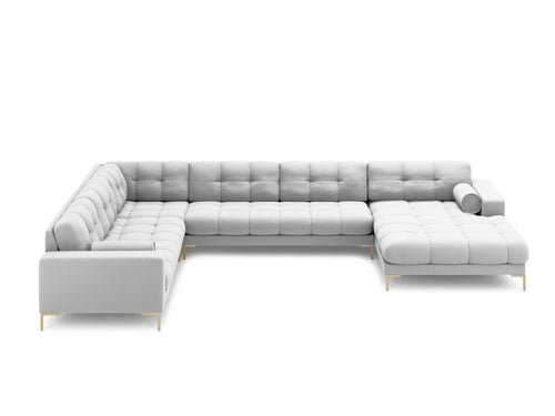 Cosmopolitan Design Panoramische hoekbank links Bali 7-zits, structurele stof, lichtgrijs - 256x327x75cm