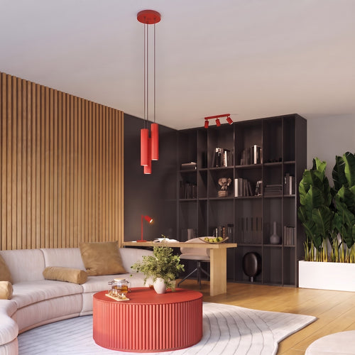 Sollux Lighting Plafondlamp KARBON 3L rood - 45x6,5x16,5cm
