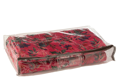 J-Line deken Vogels/Bloemen - katoen/fluweel - roze - vtwonen shop