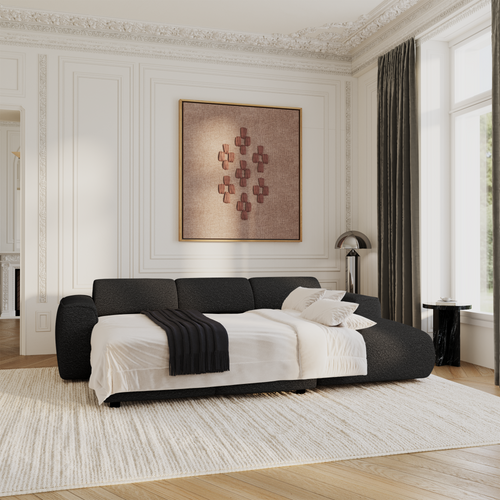 Sia Home - Hoekbanken YUMA - Bouclette stof - Zwart - 283cm