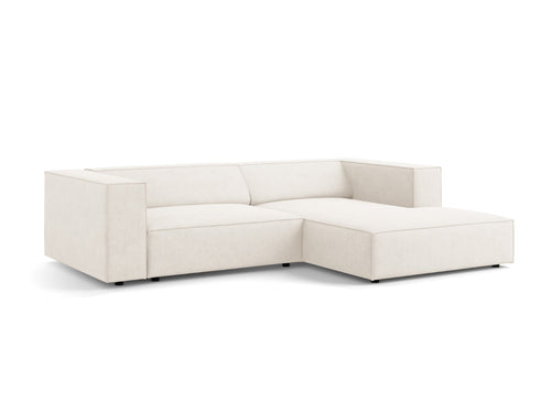 Cosmopolitan Design rechter hoekbank Arendal 3-zits, chenille met ribbeleffect, ivoor - 166x224x70cm