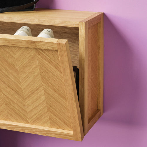 Hübsch schoenenkast Herringbone - mdf/eikenfineer/eikenhout - 100x25xh40cm