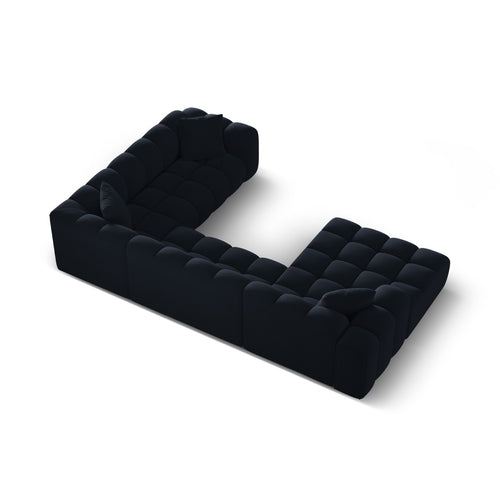 Cosmopolitan Design - Panoramische hoekbank rechts Treno 4-zits, flueel donkerblauw - 240x330x70cm