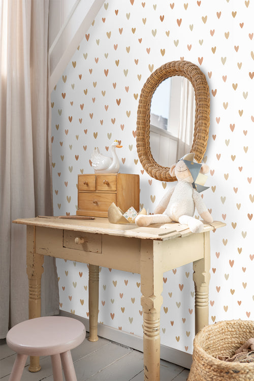 ESTAhome behang hartjes terracotta en beige - 53 cm x 10.05 m - 139755 - vtwonen shop