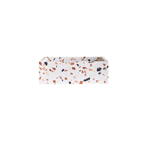 Tikamoon Vierkante waskom van bruin premium terrazzo b. 40 cm - Bruin