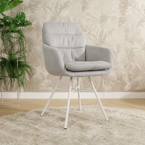 Nolon Noa-Mia Eetkamerstoelen Set van 2 - Grijs - Witte Poten