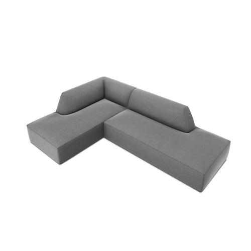 Cosmopolitan Design - Modulaire hoekbank links Siena 4-zits, flueel grijs - 180x273x69cm