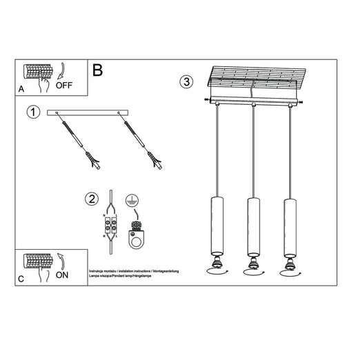 Sollux Lighting Hanglamp LAGOS 3 gepolijst goud - 45x6x90cm