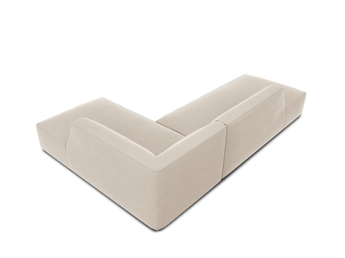 Micadoni rechter hoekbank Ruby 4-zits, flueel, beige - 180x273x69cm