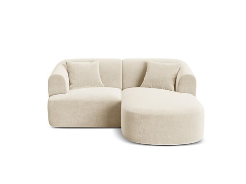 Cosmopolitan Design Modulaire hoekbank rechts Campi 3-zits, flueel lichtbeige - 156x180x70cm