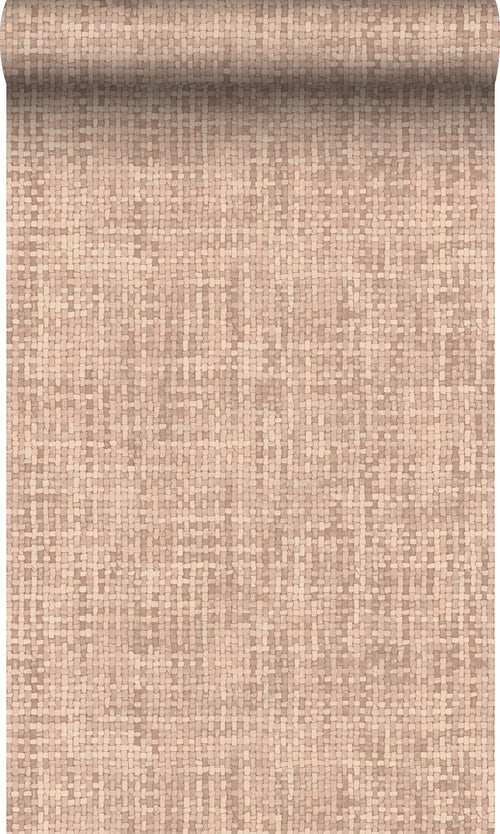 Origin Wallcoverings behang geweven linnenstructuur licht terracotta - 50 x 900 cm - 348053
