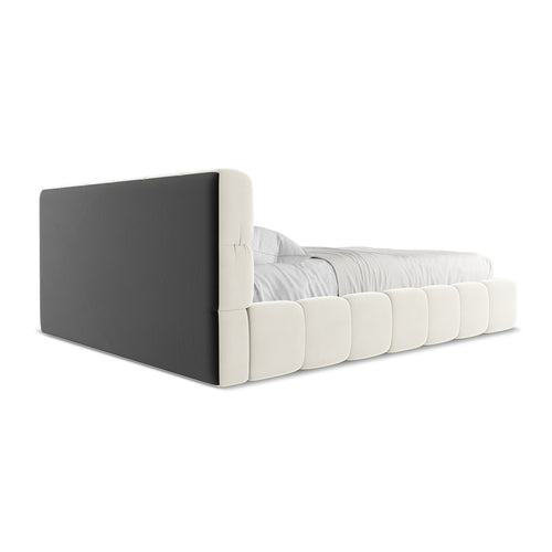 LaMiaSofa Bed met opbergruimte Roma - velours - lichtbeige - 180x228x82